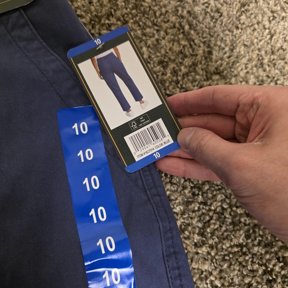 G.H. Bass & Co. Pants Womens 10 Blue Chino Ankle Straight Leg Elastic Waist - Picture 6 of 7